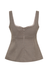 Lawry Structured Longline Top - Tan Check